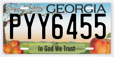 GA license plate PYY6455