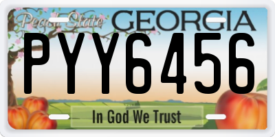 GA license plate PYY6456