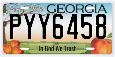 GA license plate PYY6458