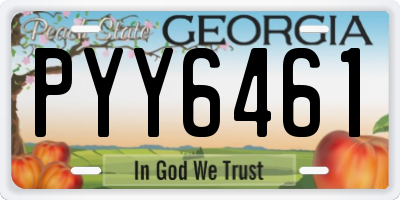 GA license plate PYY6461