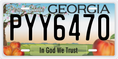 GA license plate PYY6470