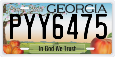 GA license plate PYY6475