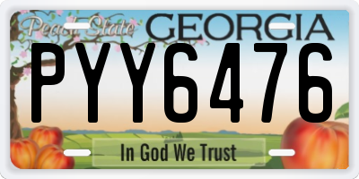 GA license plate PYY6476