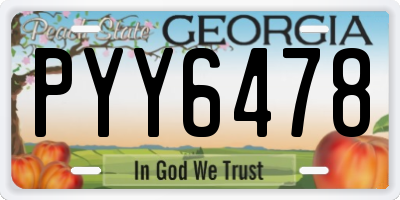 GA license plate PYY6478