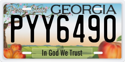 GA license plate PYY6490