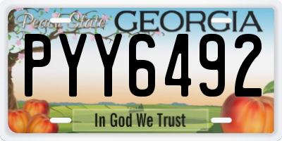 GA license plate PYY6492