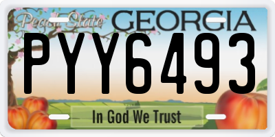 GA license plate PYY6493