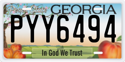 GA license plate PYY6494