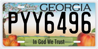 GA license plate PYY6496