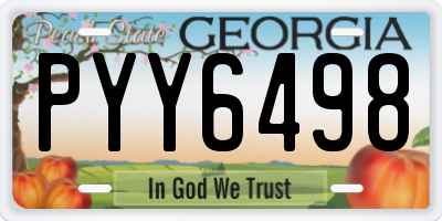 GA license plate PYY6498