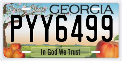 GA license plate PYY6499