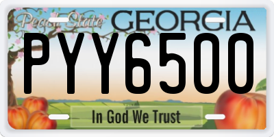 GA license plate PYY6500