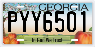 GA license plate PYY6501