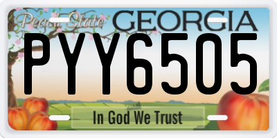 GA license plate PYY6505