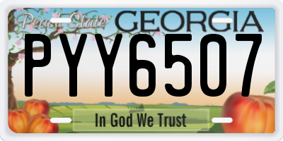 GA license plate PYY6507