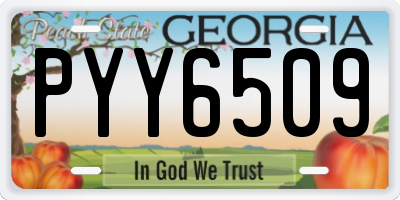 GA license plate PYY6509