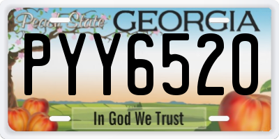 GA license plate PYY6520