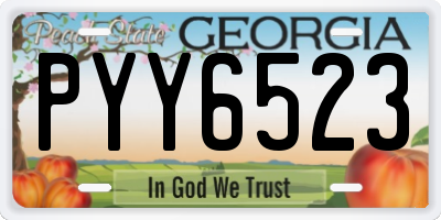 GA license plate PYY6523