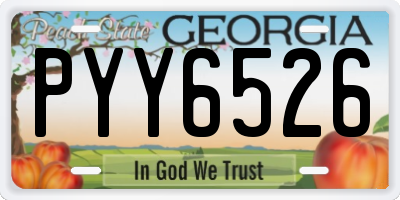 GA license plate PYY6526