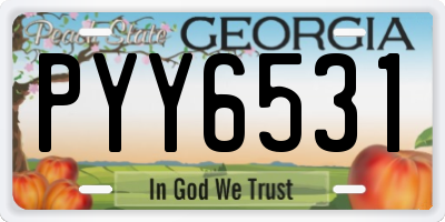 GA license plate PYY6531