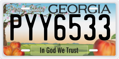 GA license plate PYY6533