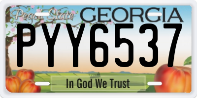 GA license plate PYY6537