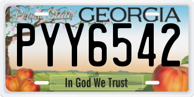 GA license plate PYY6542