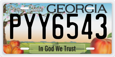 GA license plate PYY6543