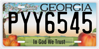 GA license plate PYY6545