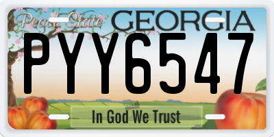 GA license plate PYY6547