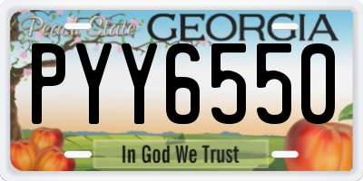 GA license plate PYY6550