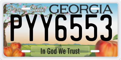 GA license plate PYY6553