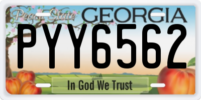 GA license plate PYY6562