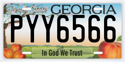 GA license plate PYY6566