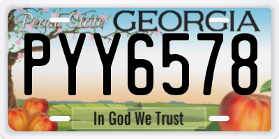 GA license plate PYY6578