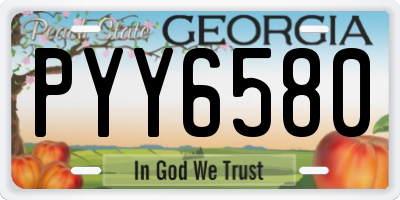 GA license plate PYY6580