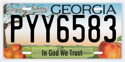GA license plate PYY6583