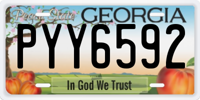 GA license plate PYY6592