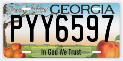 GA license plate PYY6597