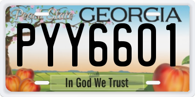 GA license plate PYY6601