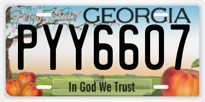 GA license plate PYY6607