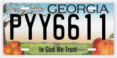 GA license plate PYY6611