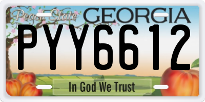 GA license plate PYY6612