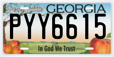 GA license plate PYY6615