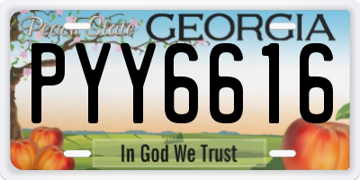 GA license plate PYY6616