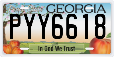 GA license plate PYY6618