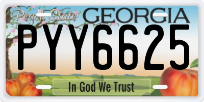 GA license plate PYY6625