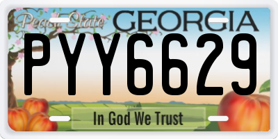 GA license plate PYY6629