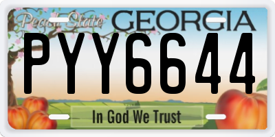 GA license plate PYY6644