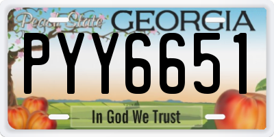 GA license plate PYY6651